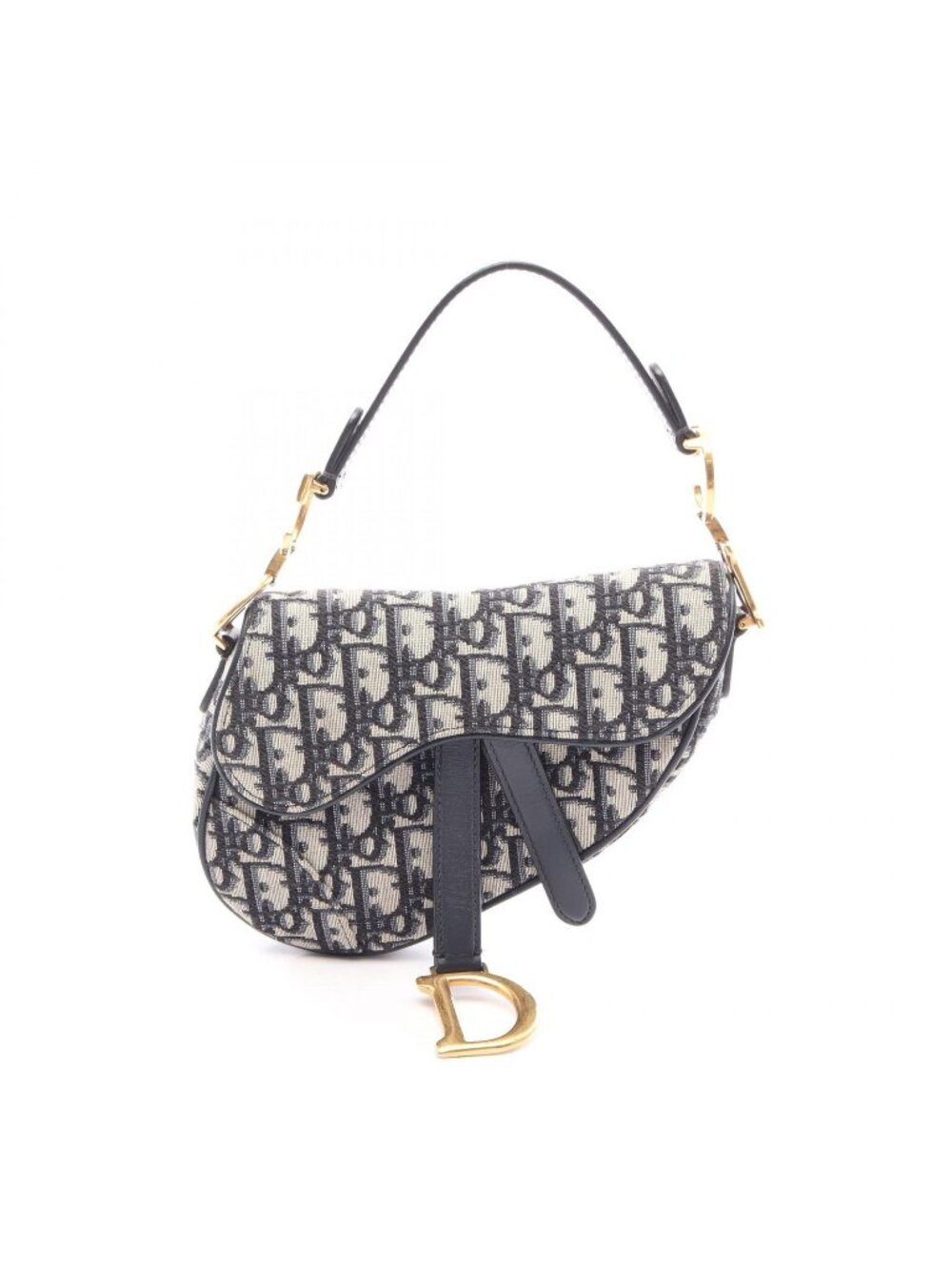 Dior Saddle Bag Mini Oblique Jacquard Beige Navy Canvas Leather
